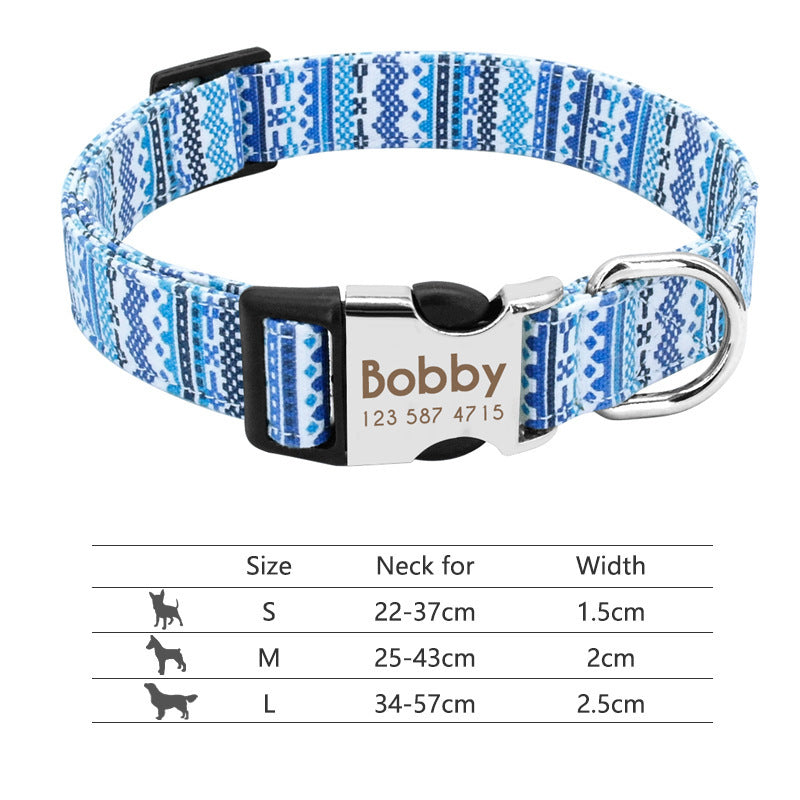 Adjustable Nylon Dog Collar Personalized Dogs Cat ID